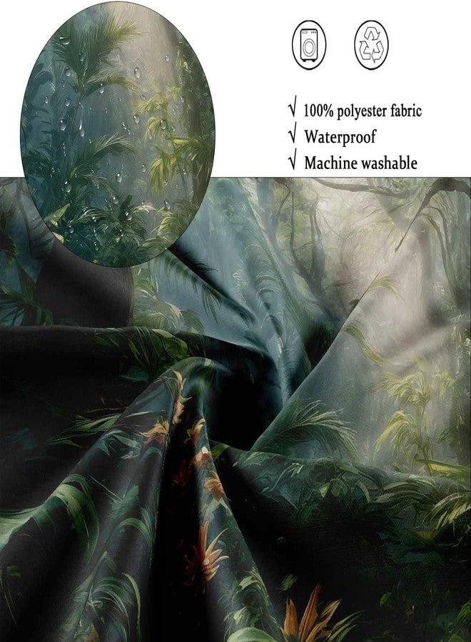 iTapnoom Green Forest Shower Curtain Waterproof Polyester 72 x 72 Inches with Hooks, Tropical Rainforest Bathroom Decor - Image 5