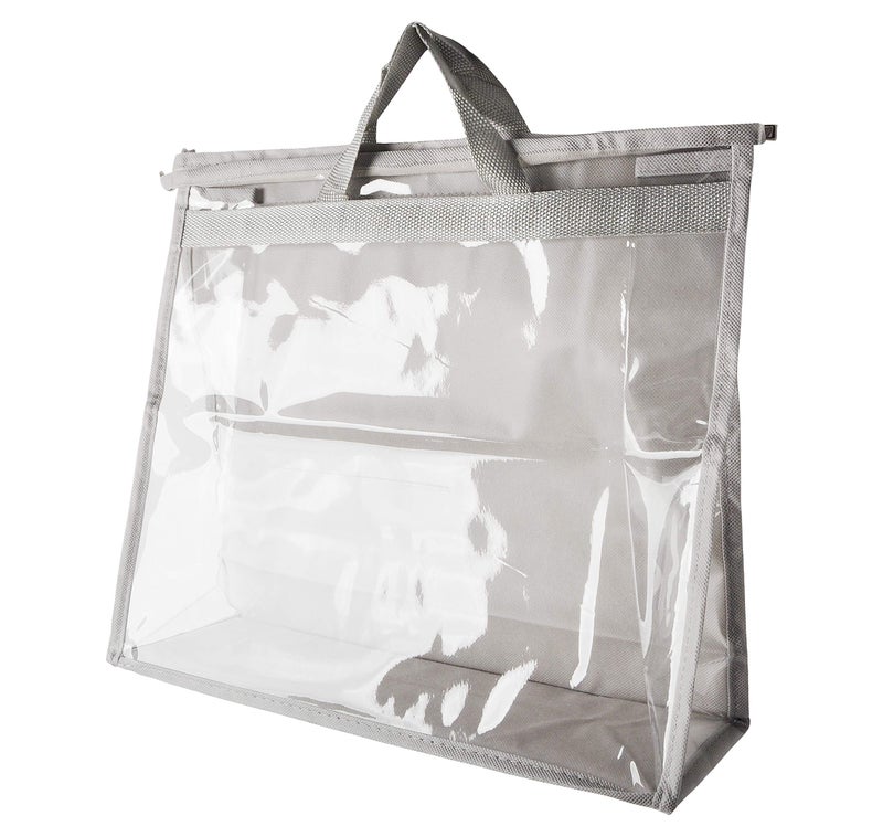 Vercord Vercord Clear PVC Handbag DustFree Cover Moistureproof Purse Storage Bag Organizer with Handle Zipper SpaceSave Holder for Closet Grey XXL 