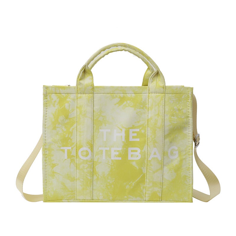 Trendy Fashion Letter Tote Bag, Niche High-End Tie-Dye Shoulder Bag, Casual Commuting Crossbody Bag