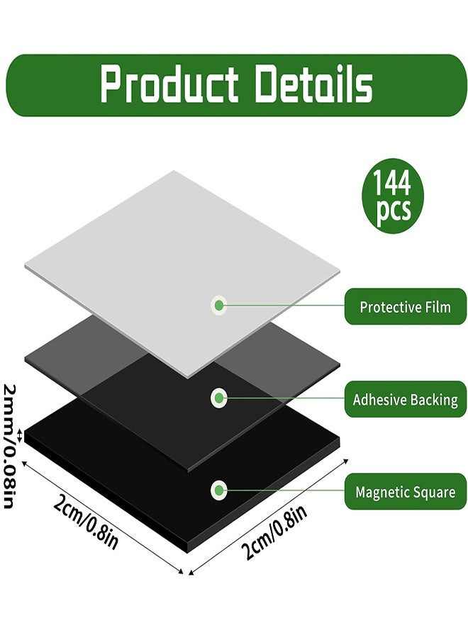 Square Magnets with Adhesive Backing, 144 Pcs Pre-Cut Size Magnets for Crafts, Sticky Adhesive Magnet, Peel and Stick Flexible Magnet Stickers for DIY, Whiteboard,  0.8in x0.8in - Image 2