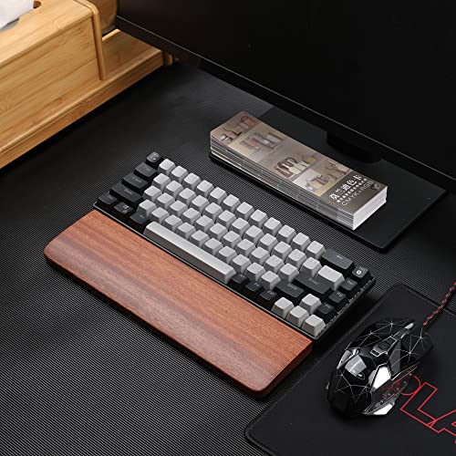 MageGee Keyboard Wooden Wrist Rest, Black Walnut Solid Wood Non-Slip Ergonomic Palm Rest for Compact 60% Keyboard, Durable and Easy to Clean - Image 5