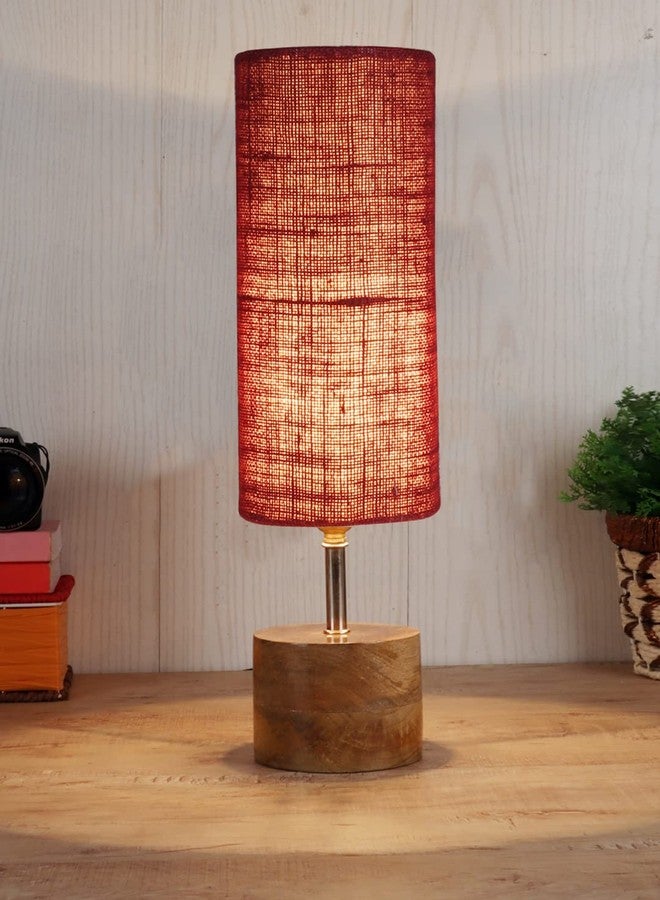 Devansh Maroon Jute Shade with Wood lamp Base(098) - Image 2