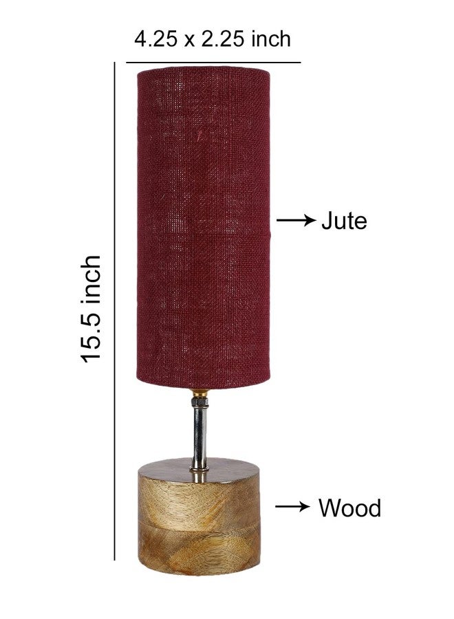 Devansh Maroon Jute Shade with Wood lamp Base(098) - Image 4