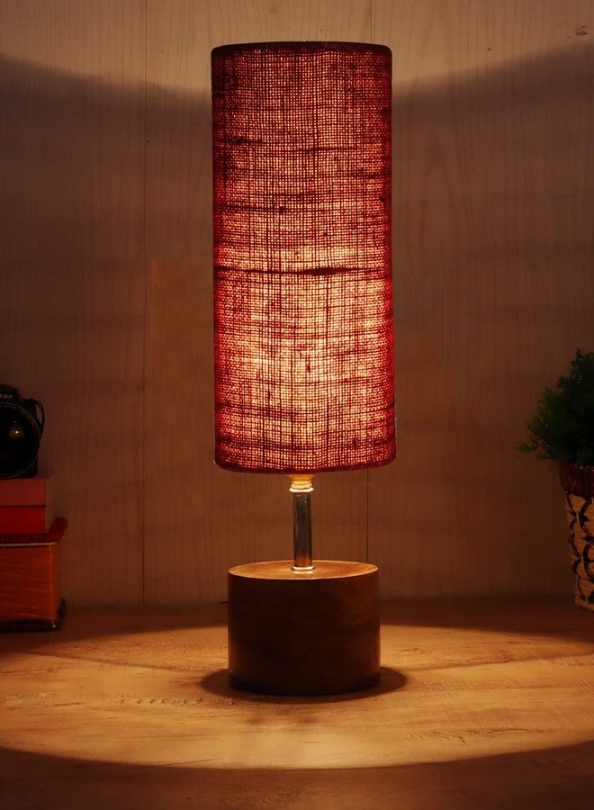 Devansh Maroon Jute Shade with Wood lamp Base(098) - Image 3
