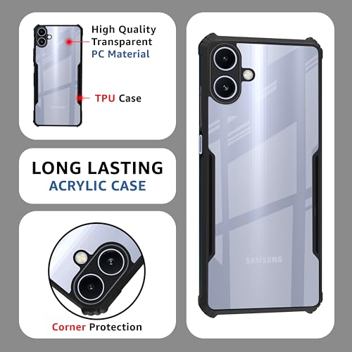Cedo غطاء خلفي CEDO لهاتف سامسونج جالاكسي A07 (4G) LTE / A07 (5G)/ F70E | حماية الكاميرا مع حافة صدم مقاومة للصدمات | حماية 360 درجة من TPU+PC مع غطاء خلفي شفاف (أسود) - Image 5