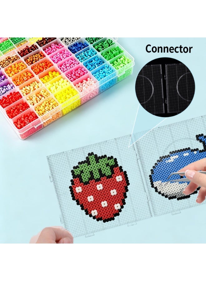 6 Pcs Large Square Clear Plastic Fuse Beads Pegboards Kit with 4 Pcs Ironing Paper for Kids DIY Craft 5mm Beads - Image 4