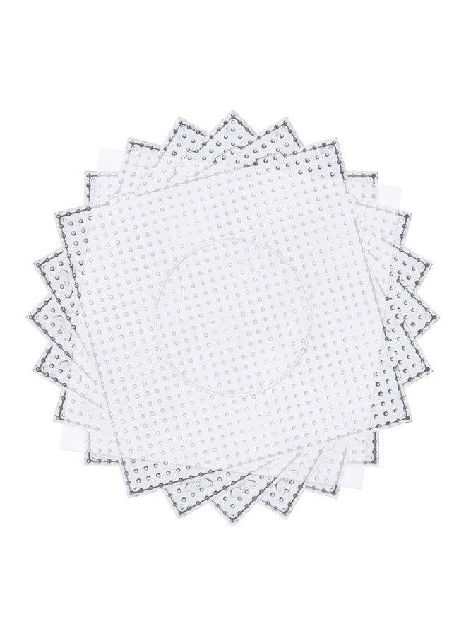 6 Pcs Large Square Clear Plastic Fuse Beads Pegboards Kit with 4 Pcs Ironing Paper for Kids DIY Craft 5mm Beads - Image 1
