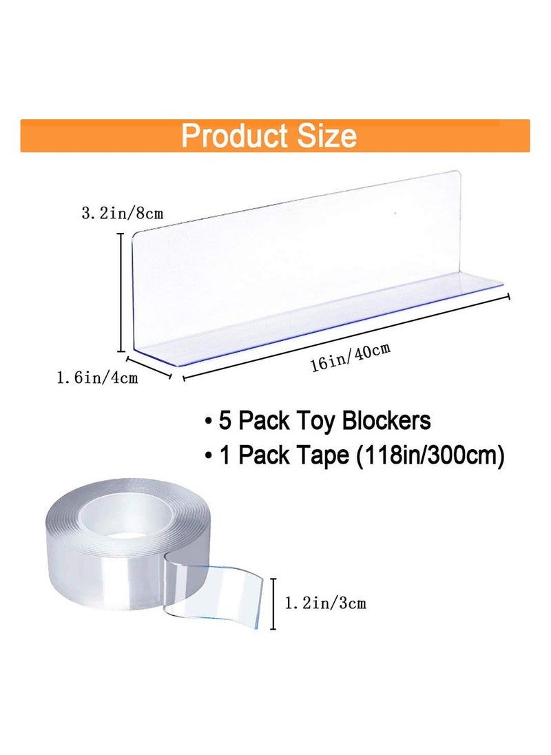 5-Pack Clear Furniture Blockers, Adjustable Pet Baffle Boards with Strong Adhesive, Prevents Items from Sliding Under Sofas, Beds, and Other Furniture. Ideal for Keeping Spaces Tidy. - Image 5