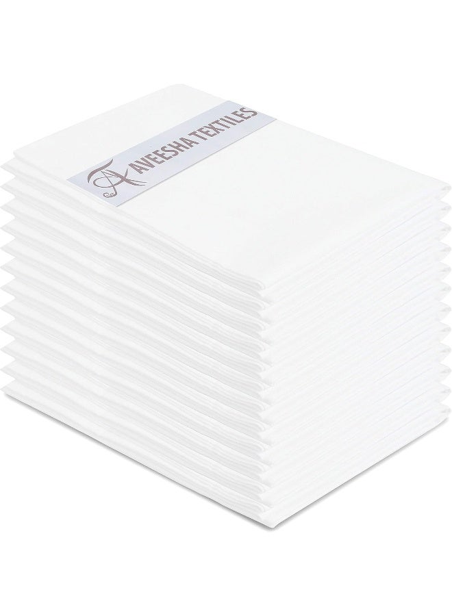 Aveesha 12 Pack Poly Cotton Pillow Cases - Queen Size White Pillowcases - 180 Thread Count Percale Weave Pillow Covers - Perfect for Home, Hotels and Hospital Use - Image 1
