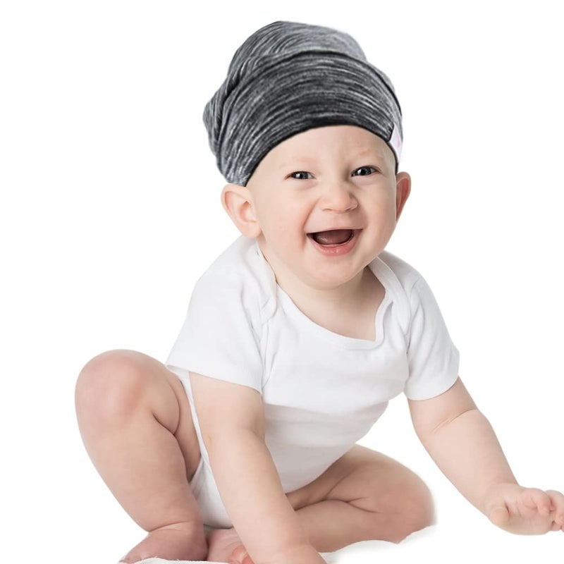 greatremy Greatremy Beanie Kids Silky Satin Lined Hair Bonnet Sleep CapAdjustable Elastic Band Slouchy Cotton Hat for Baby Girl Boy Infant Toddler Child Sleeping Natural Curly Hair Black White
