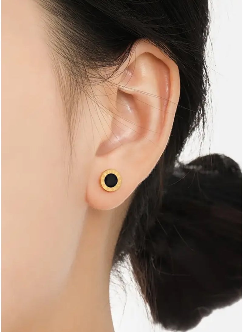 Dangle Charms Elegant Stainless Steel Gold Plated Earrings For Women Small Size - Image 3