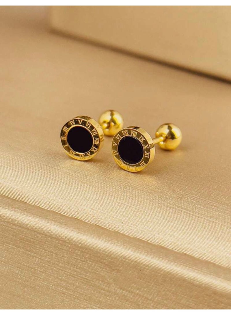 Dangle Charms Elegant Stainless Steel Gold Plated Earrings For Women Small Size - Image 5