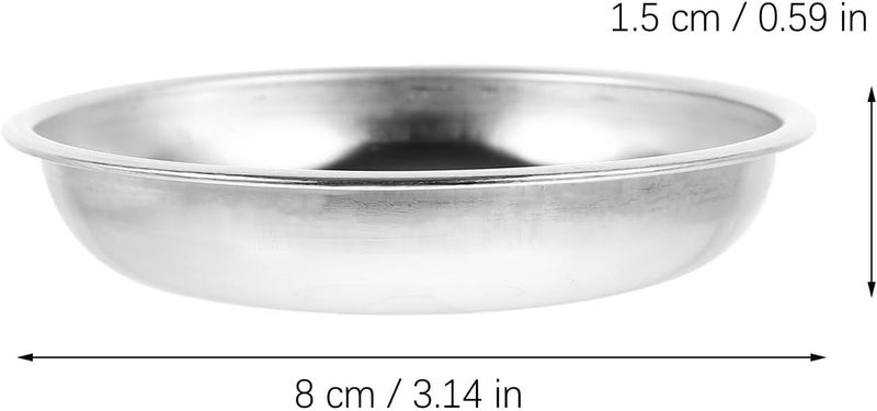 DOITOOL دويدول 10 قطع أطباق صغيرة أطباق مقبلات من الفولاذ المقاوم للصدأ حاويات طعام أطباق توابل دائرية أطباق معدنية أطباق طعام قطط من الفولاذ المقاوم للصدأ 8 سم - Image 2
