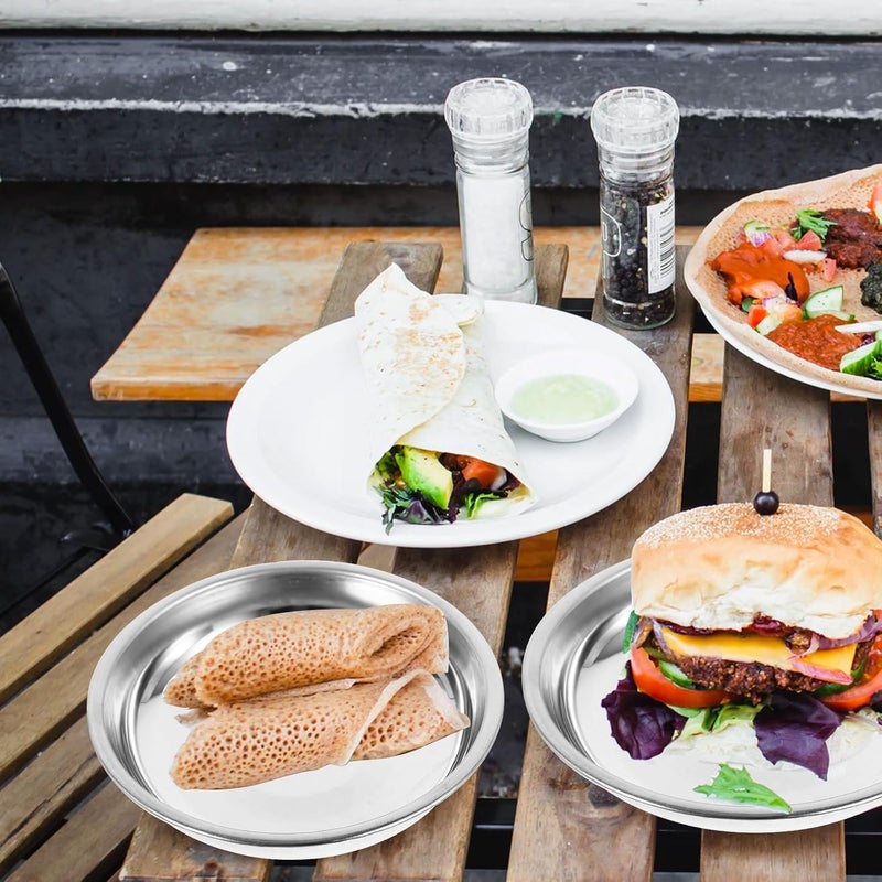 DOITOOL دويدول 10 قطع أطباق صغيرة أطباق مقبلات من الفولاذ المقاوم للصدأ حاويات طعام أطباق توابل دائرية أطباق معدنية أطباق طعام قطط من الفولاذ المقاوم للصدأ 8 سم - Image 4