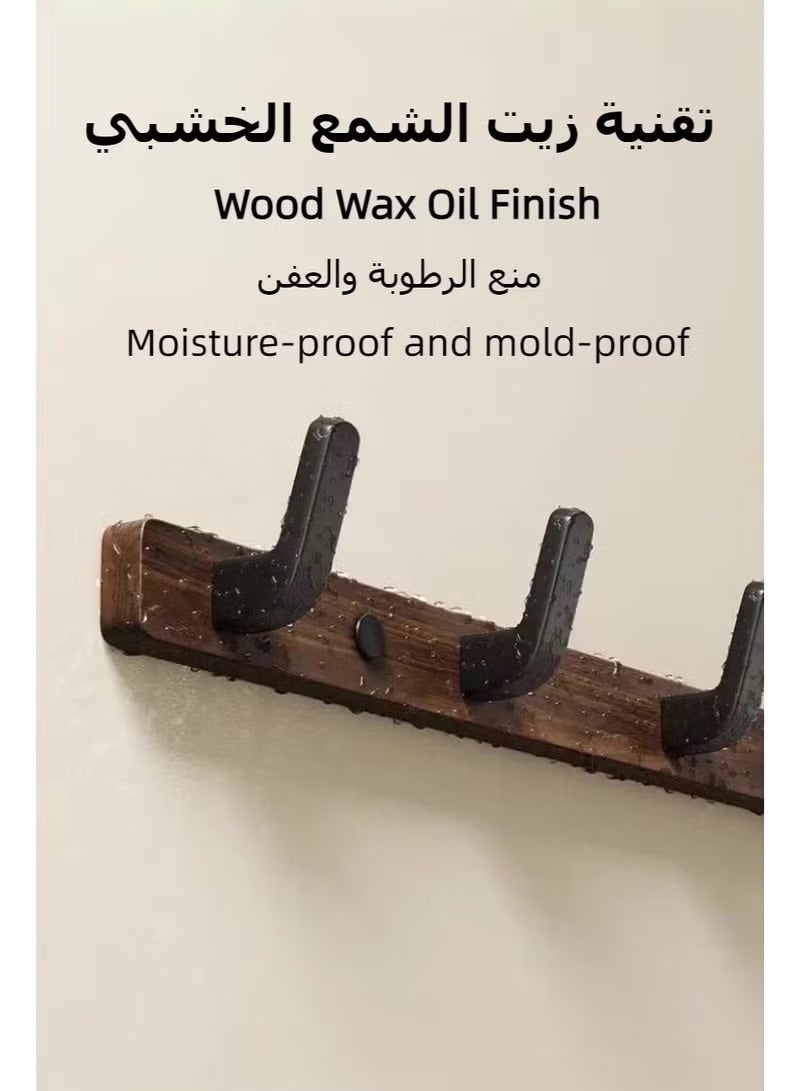 Walnut Coat Hook Wall Mount With 5 Hooks, Wall Hanger, Wall Mounted Hook Hanger, non perforated bedroom storage, Wall Hanger Coat Hook Rail for Coat Hat Towel Purse Robes - Image 5