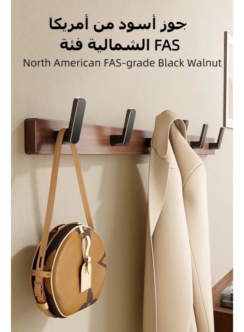 Walnut Coat Hook Wall Mount With 5 Hooks, Wall Hanger, Wall Mounted Hook Hanger, non perforated bedroom storage, Wall Hanger Coat Hook Rail for Coat Hat Towel Purse Robes - Image 4
