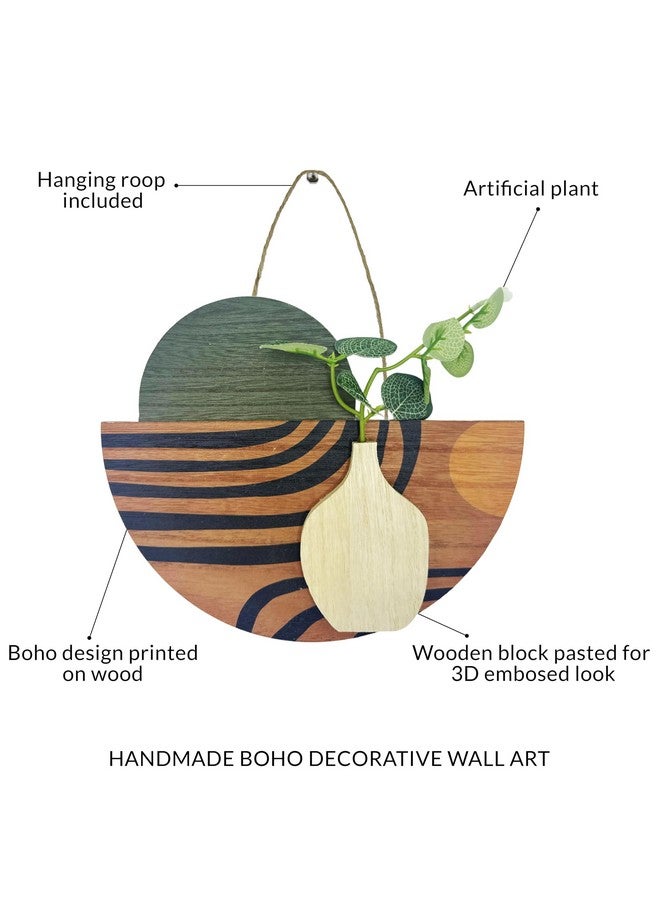 Art Street Modern Magic Boho Art Wall hanging MDF With Artificial Plant for Home & Office Decor, Living Room Decoration -Size: 9x5.1 Inch - Image 4