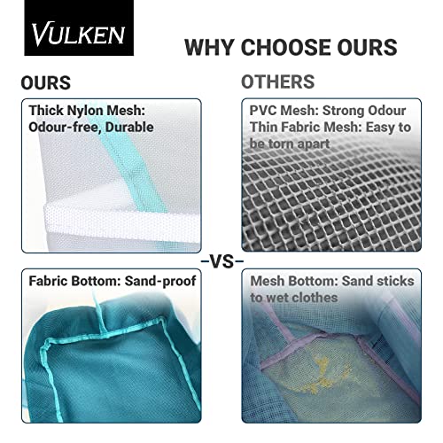 Vulken 42L Extra Large Mesh Beach Bag. 9 Pockets Top Zip Tote Bag, Turquoise - Image 5