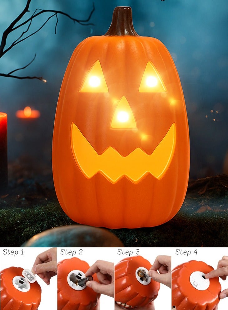 GGEROU Halloween Jack O Lantern Artificial Pumpkin Light LED Pumpkin Lantern Decorative Halloween Prop for Garden Patio Front Door Decor(B) - Image 4