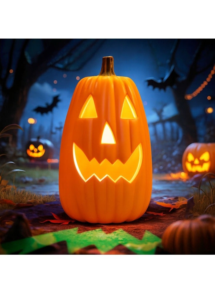 GGEROU Halloween Jack O Lantern Artificial Pumpkin Light LED Pumpkin Lantern Decorative Halloween Prop for Garden Patio Front Door Decor(B) - Image 1