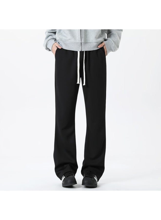 Maybeyond Men's Casual Pants, Autumn And Winter American-style Loose Straight-leg Trousers, Cool Draping Knife-edge Long Pants, Mx05 Black, Size L - Image 4