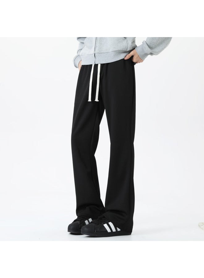 Maybeyond Men's Casual Pants, Autumn And Winter American-style Loose Straight-leg Trousers, Cool Draping Knife-edge Long Pants, Mx05 Black, Size L - Image 3