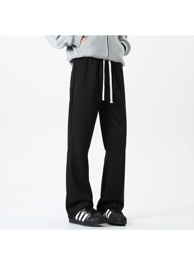 Maybeyond Men's Casual Pants, Autumn And Winter American-style Loose Straight-leg Trousers, Cool Draping Knife-edge Long Pants, Mx05 Black, Size L - Image 5