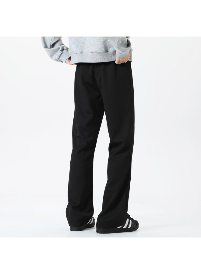 Maybeyond Men's Casual Pants, Autumn And Winter American-style Loose Straight-leg Trousers, Cool Draping Knife-edge Long Pants, Mx05 Black, Size L - Image 2