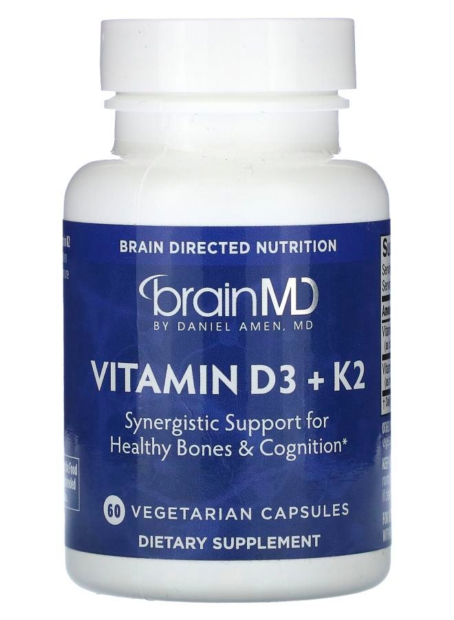 BRAINMD Vitamin D3 + K2 60 Vegetarian Capsules