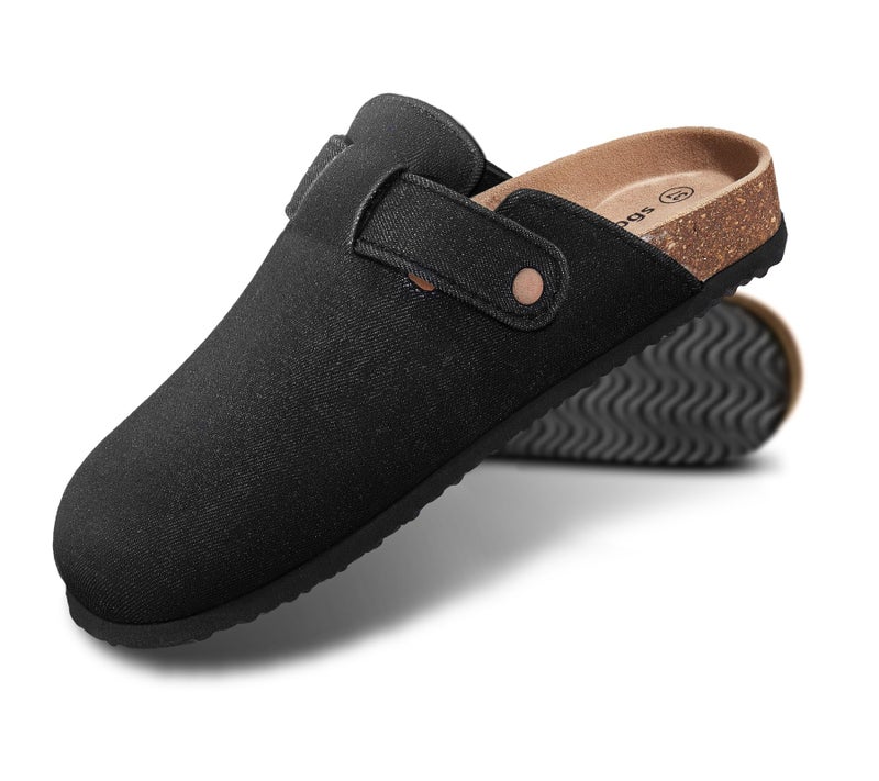 KEMISANT Men Clogs-Comfortable Suede Mules Slippers Sandals Nurse Potato Shoes Unisex-Cushioned Cork-Footbed(Black-13 Women/11 Men) - Image 1