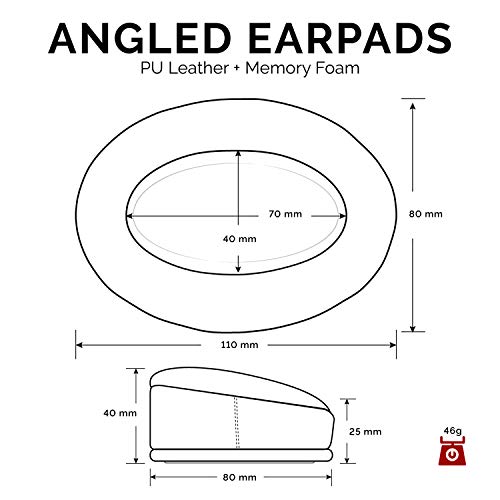Brainwavz Angled Memory Foam Earpad - Suitable for Large Over The Ear Headphones (Angled, Dark Red) - Image 3