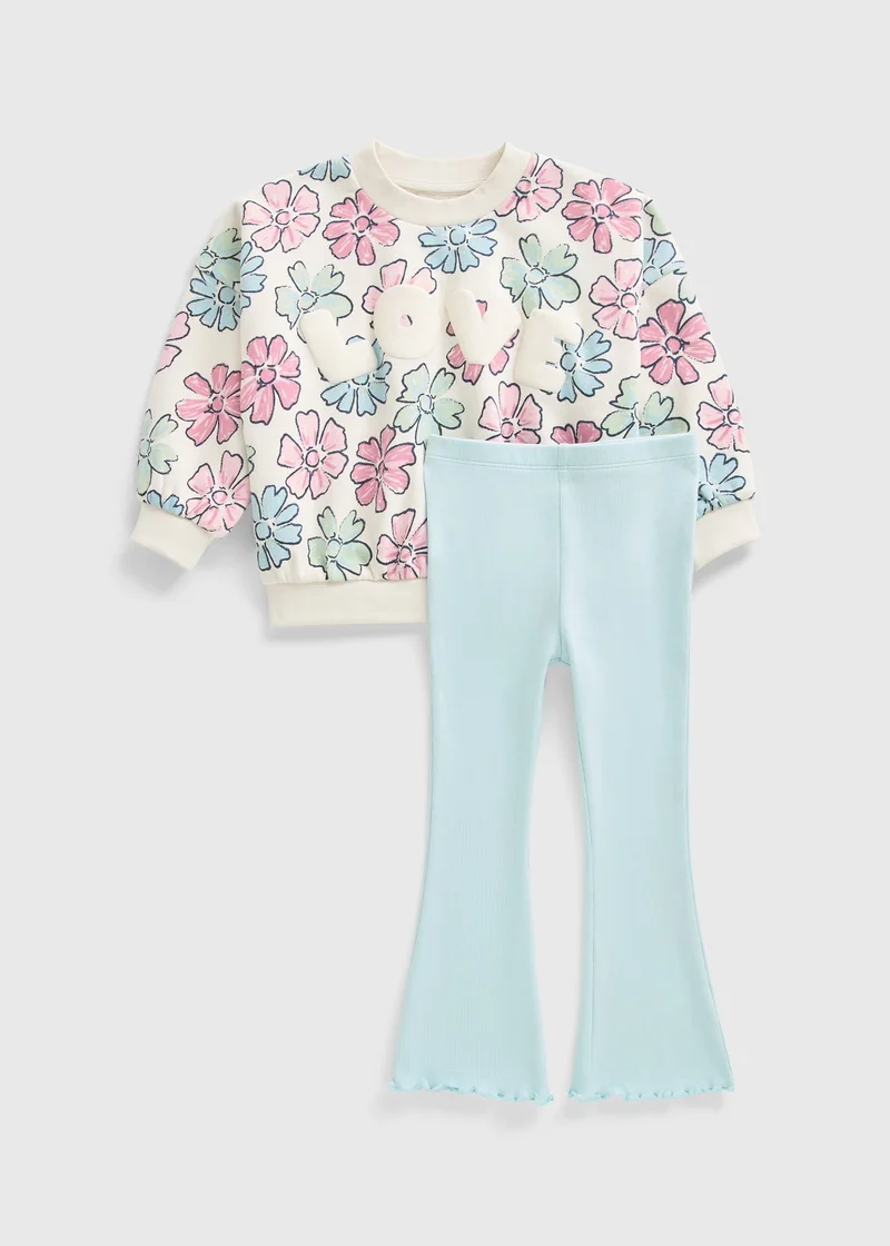 Matalan Girls Multicolour Love Floral Sweatshirt & Legging Set