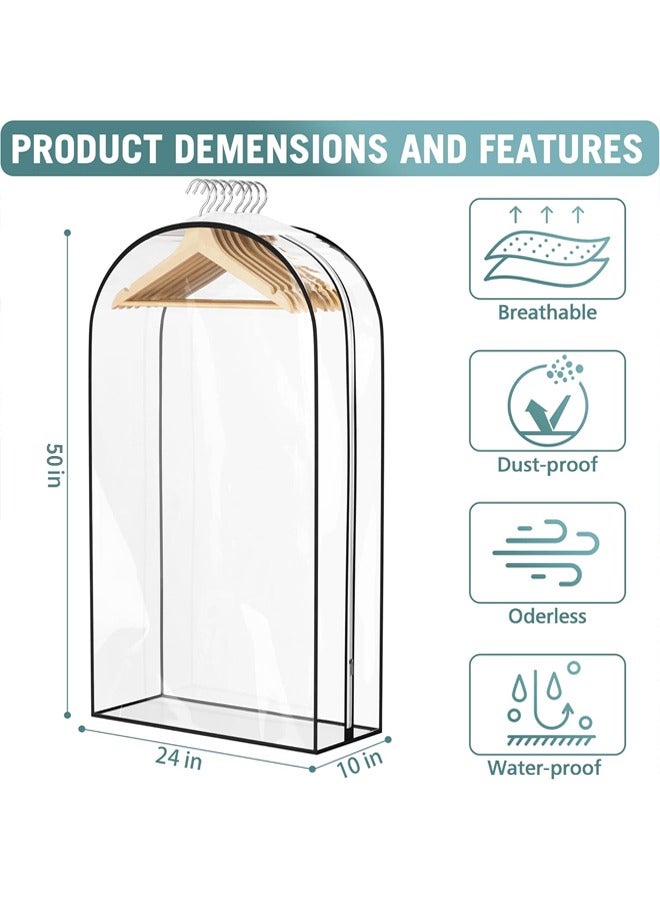 زيمي أكياس ملابس شفافة بالكامل لتعليق الملابس مقاس 10 بوصات، وأكياس بدلات مقاس 40 بوصة لتخزين الخزانة، وغطاء بلاستيكي معلق للملابس للمعاطف والفساتين والفراء والقمصان والعبايات، عبوة من 4 قطع - Image 2