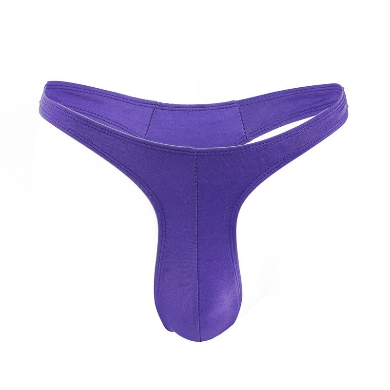 European and American Cross-border Mens Sexy Thongs Seamless Low Waist Sexy Adult Young Gay Mens Narrow Hip T-pants Purple