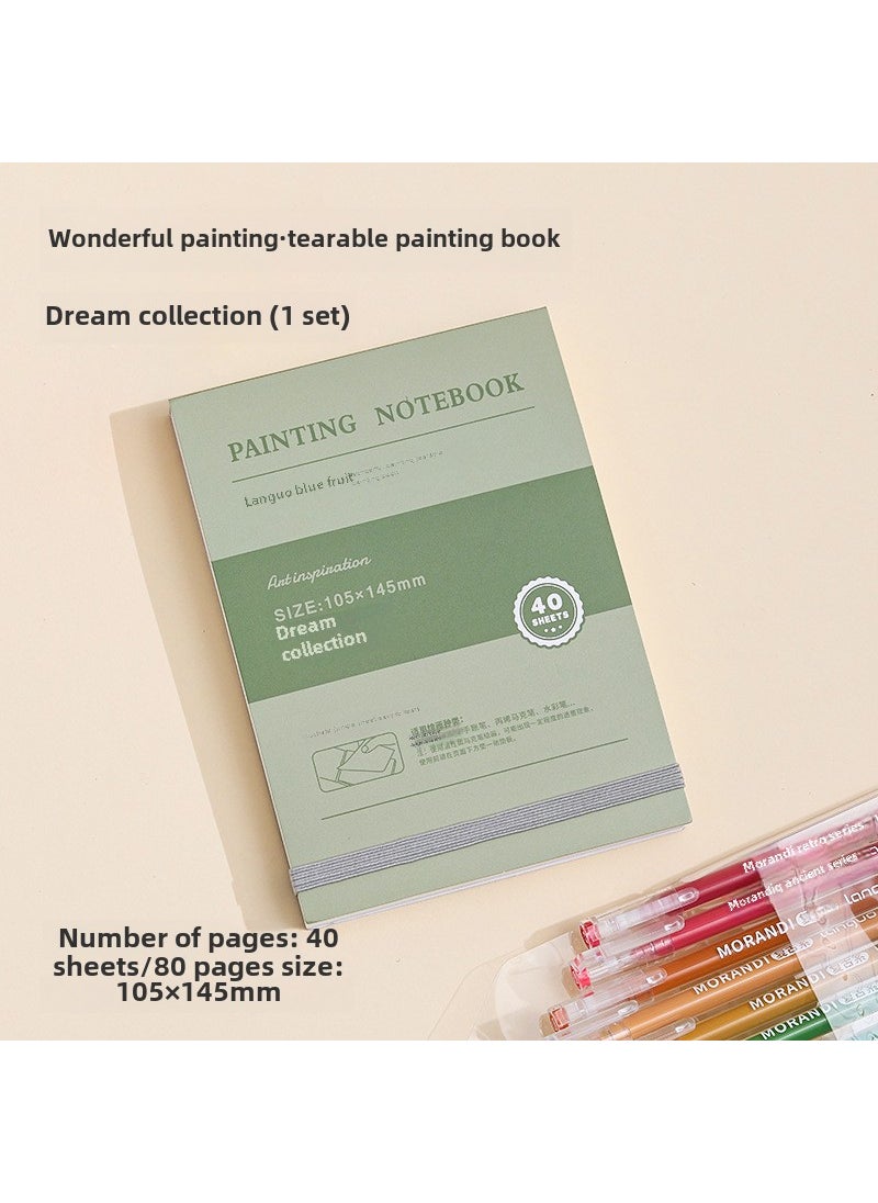 Blue Fruit Wonderful Painting Tearable Painting Book Small Pocket Book Fish Set Thickened Acrylic Cardboard Blank Painting Special Purpose Dream Set 