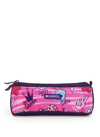 GABOL Pink Printed Pencil Case Zippered Closure