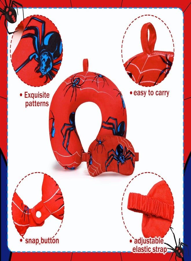Gilprop 2 Pcs Spider Travel Pillow with Sleep Eye Mask, U Shaped Memory Foam Headrest & Neck Pillow with Washable Cover, Soft Neck Head Support Travel Accessories for Airplane Car Train Bus Trips - Image 4