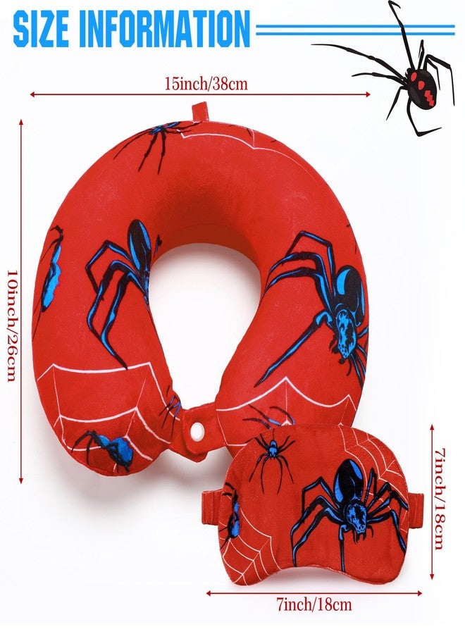 Gilprop 2 Pcs Spider Travel Pillow with Sleep Eye Mask, U Shaped Memory Foam Headrest & Neck Pillow with Washable Cover, Soft Neck Head Support Travel Accessories for Airplane Car Train Bus Trips - Image 3