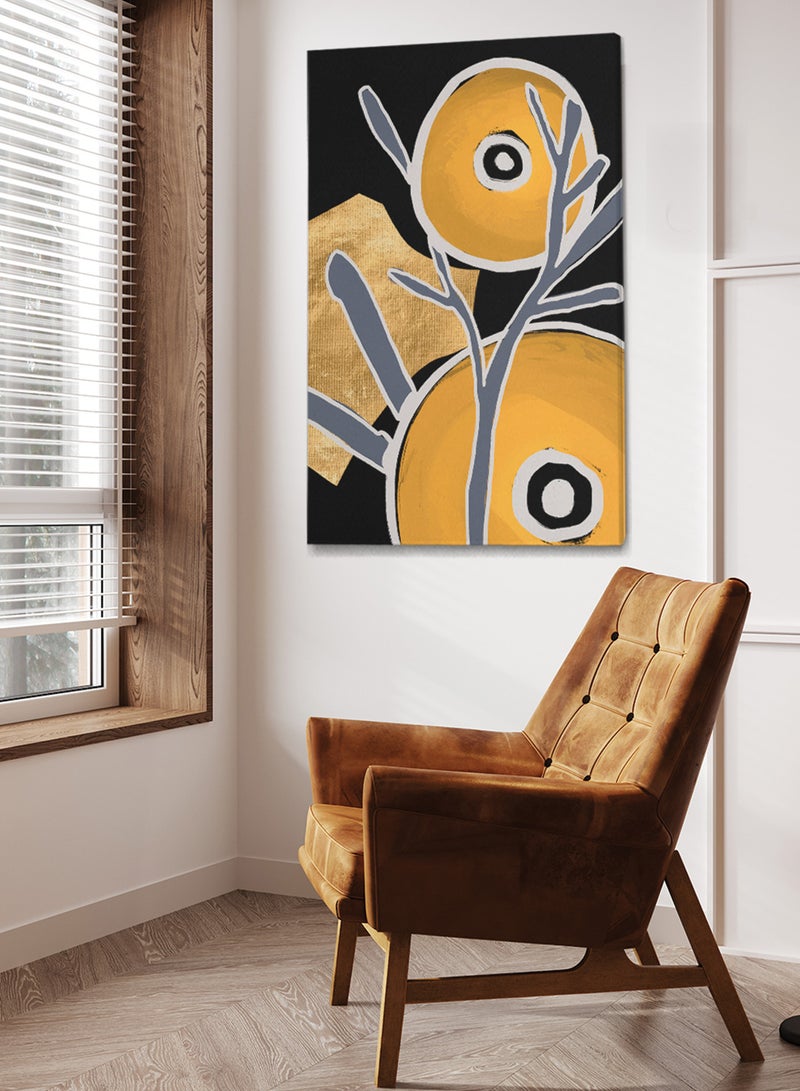 LOWHA Framed Canvas Wall Art Stretched Over Wooden Frame with Circles Abstract Painting - Image 1