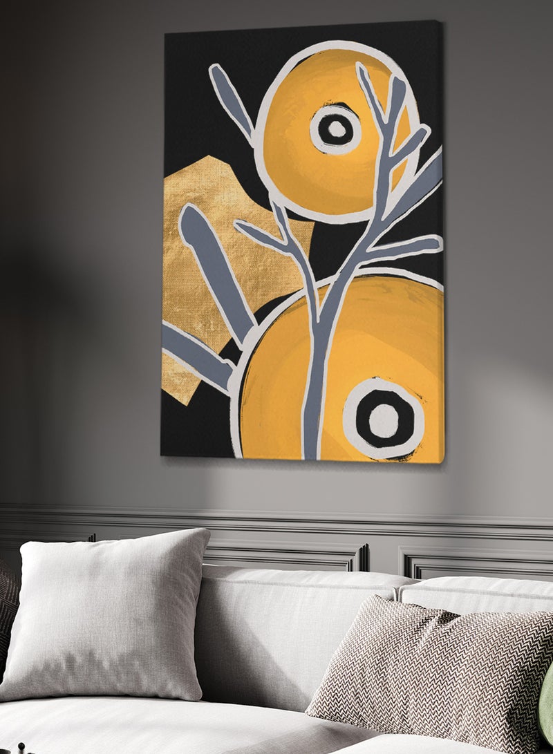 LOWHA Framed Canvas Wall Art Stretched Over Wooden Frame with Circles Abstract Painting - Image 2