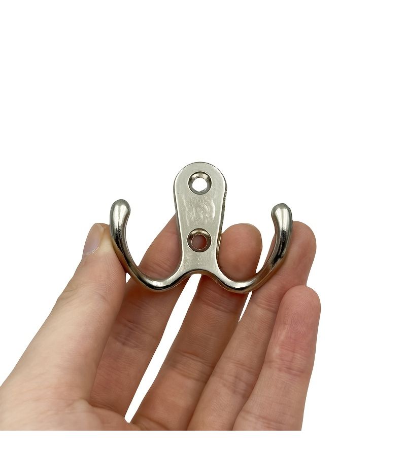 5 Black Zinc Alloy Double Hook Wall Mounted Coat Hanger With 10 Screws Heavy Duty For Hanging Robes Towels Keys Jackets Clothes Hats Utility Hooks - Image 1