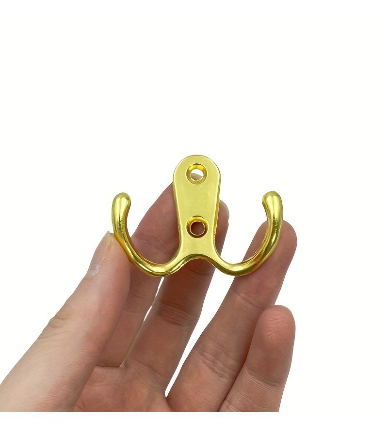 5 Black Zinc Alloy Double Hook Wall Mounted Coat Hanger With 10 Screws Heavy Duty For Hanging Robes Towels Keys Jackets Clothes Hats Utility Hooks - Image 5