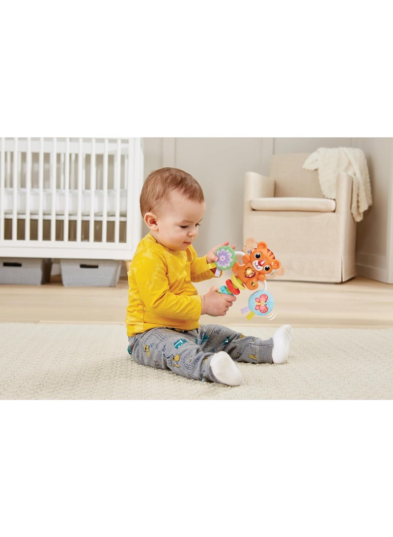 VTech Baby لعبة رنين وهدير النمر من VTech، لعبة تفاعلية للأطفال، لعبة رنين بألوان زاهية، أنماط وملمس للعب الحسي، هدية للأعمار من 0، 3، 6، 9 أشهر وما فوق، النسخة الإنجليزية - Image 3