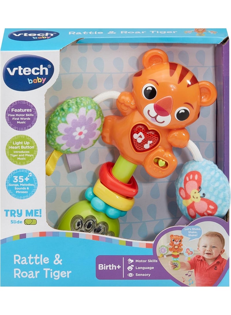 VTech Baby لعبة رنين وهدير النمر من VTech، لعبة تفاعلية للأطفال، لعبة رنين بألوان زاهية، أنماط وملمس للعب الحسي، هدية للأعمار من 0، 3، 6، 9 أشهر وما فوق، النسخة الإنجليزية - Image 4