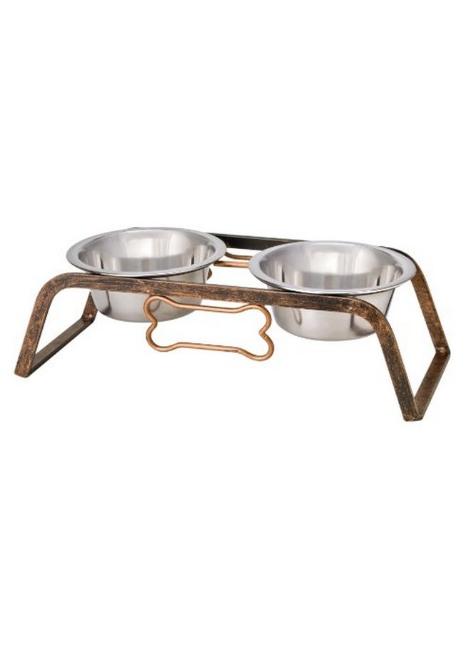 Loving Pets Black Label Collection Rustic Bone Diner For Dogs, 1Pint, Aged Copper  - Image 2