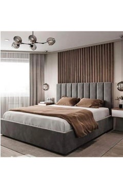 R2R FURNITURE Trading Llc Piano Design King Size Faux Leather Panel Headboard Bed With Hydraulic Storage 