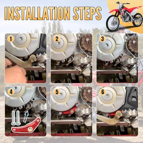 Canitu Red Shift Shaft Brace,Anodize CNC Billet Aluminum Shifter Support Holder Sprocket Cover Carrier with 2 Bolts Support Bracket for Honda CRF110 2013-2024 - Image 4