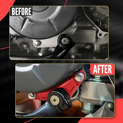 Canitu Red Shift Shaft Brace,Anodize CNC Billet Aluminum Shifter Support Holder Sprocket Cover Carrier with 2 Bolts Support Bracket for Honda CRF110 2013-2024 - Image 3