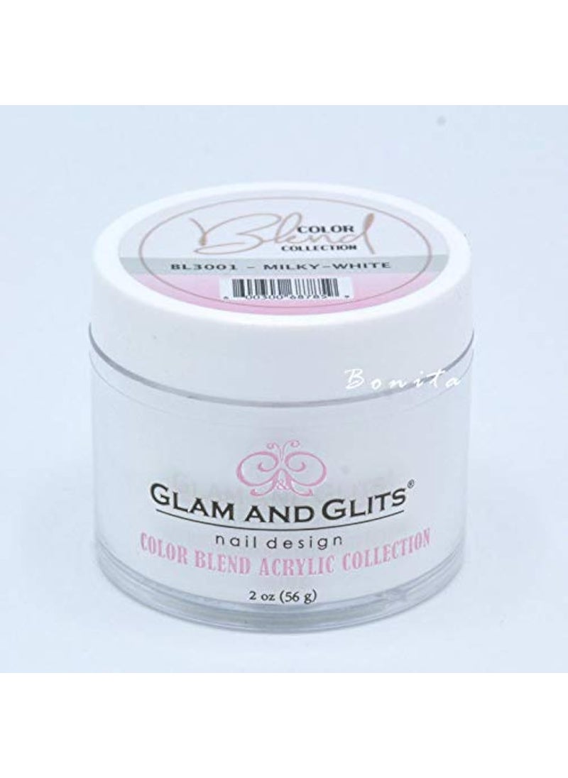 GLAM AND GLITS - Glam And Glits Acrylic Powder Color Blend Collection BL3001 Milky White 2 oz - Image 1