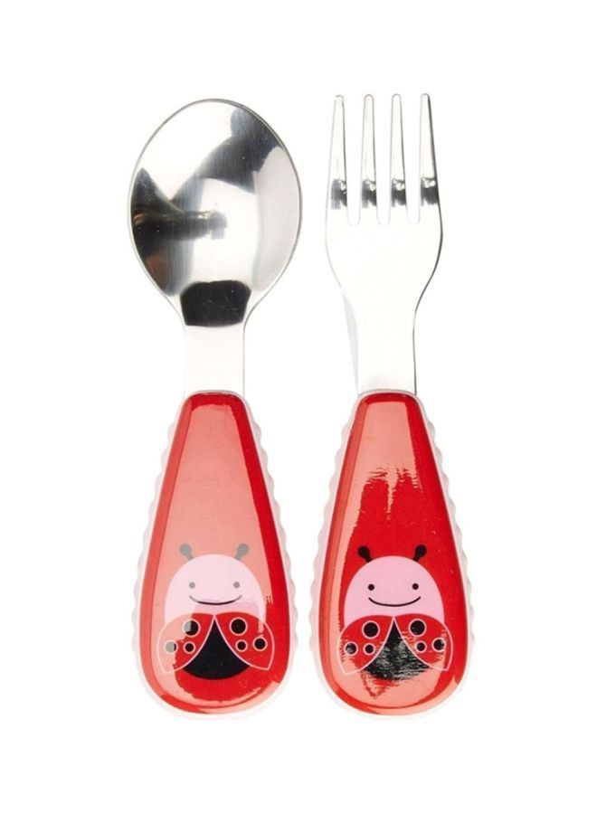 NIBEMINENT Zootensils Ladybug Baby Cutlery, Pack Of 2 - Multicolour  - Image 1